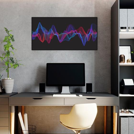 Imagem de Quadro Sound Wave Colors 60x30 Filete Preto Moldura Filete, Preta