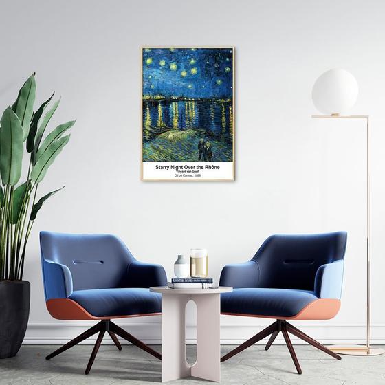 Imagem de Quadro Starry Night Over the Rhone 100x70 Filete Marfim Moldura Filete, Marfim