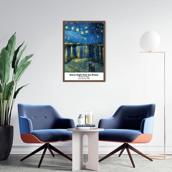 Imagem de Quadro Starry Night Over the Rhone 43x30 Caixa Marrom Moldura Caixa, Marrom Cafe