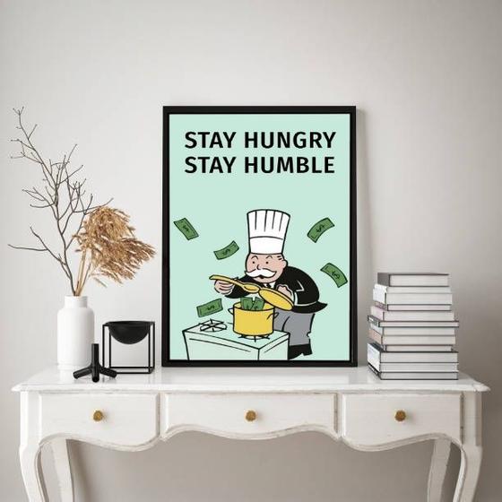 Imagem de Quadro Stay Humble  Sr. Monopoly 45x34cm - com vidro