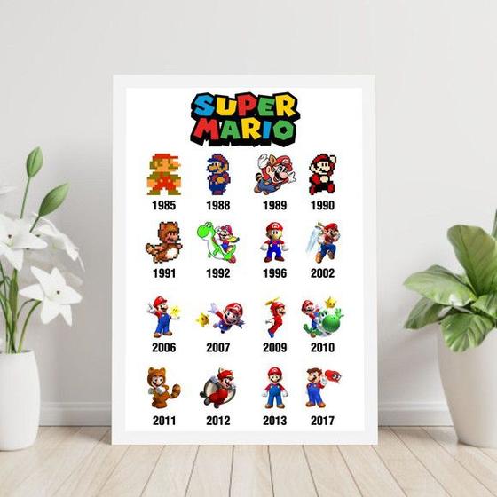 Imagem de Quadro Super Mário Bros - Evolução 24x18cm - com vidro