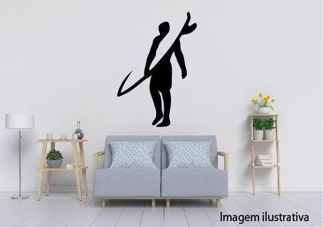 Imagem de Quadro Surfista Com Prancha 29x19 Decorativo Vazado MDF 3mm