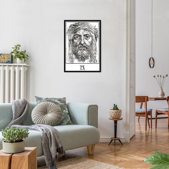 Imagem de Quadro The Head of Christ Crowned 43x30 Caixa Preto Moldura Caixa, Preta