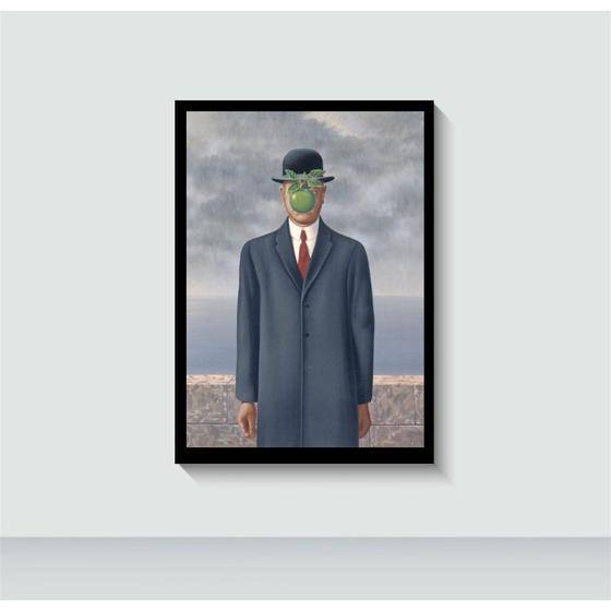 Imagem de Quadro THE SON OF MAN  Rene Magritte com Moldura E Acetato Tamanho A3