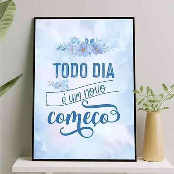 Imagem de Quadro Todo Dia Um Novo Começo 45X34Cm Preta