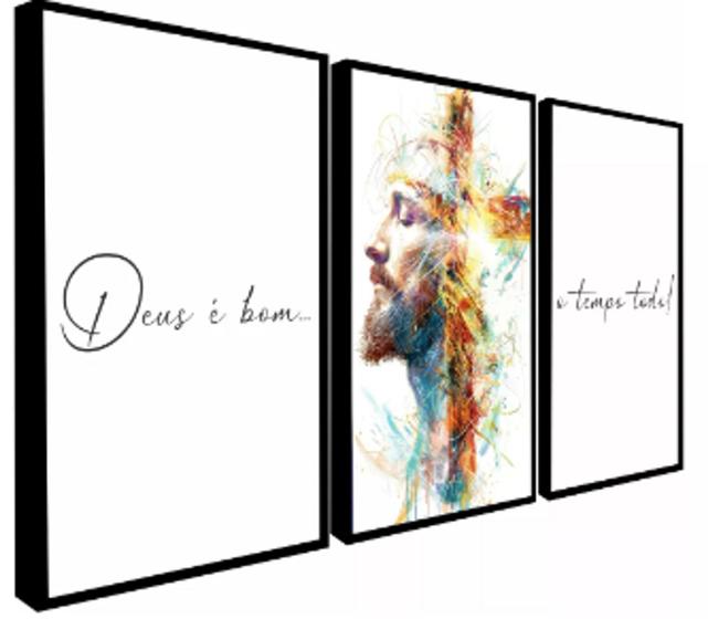 Imagem de Quadro Trio Decorativos Jesus Cristo Fé "