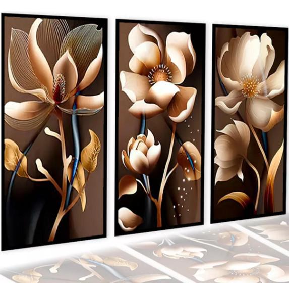 Imagem de Quadro Trio Flor Tom Cobre Gold"