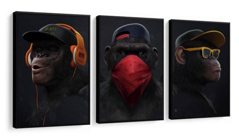 Imagem de Quadro trio macacos 3 peças 3mm
