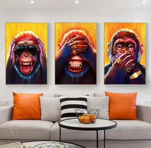 Imagem de Quadro Trio Macacos Geek"