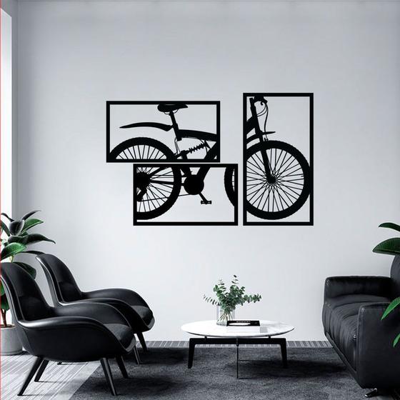 Imagem de Quadro Trio Painel Bicicleta Bike Decorativo de Parede Casa Sala Quarto Ambiente Ciclista