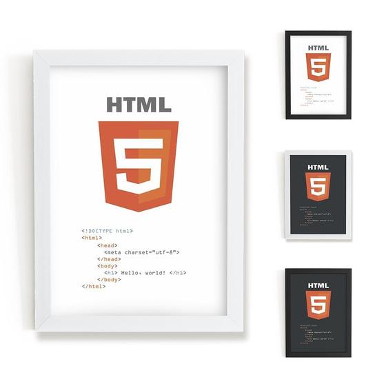 Imagem de Quadro ulejo Fosco Html 20X30Cm - Branco Moldura Branca