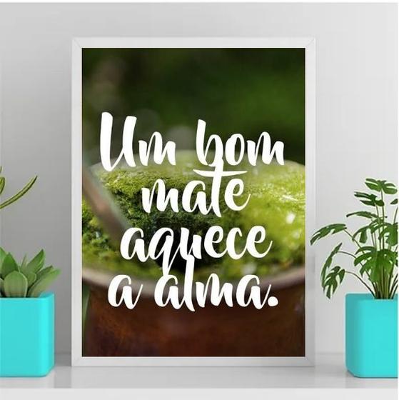 Imagem de Quadro Um Bom Mate Aquece A Alma 24x18cm - com vidro