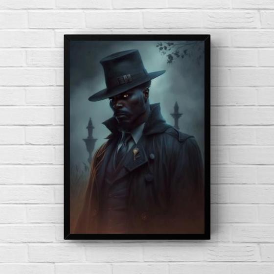 Imagem de Quadro Umbanda Exu Capa Preta 45x34cm - Vidro