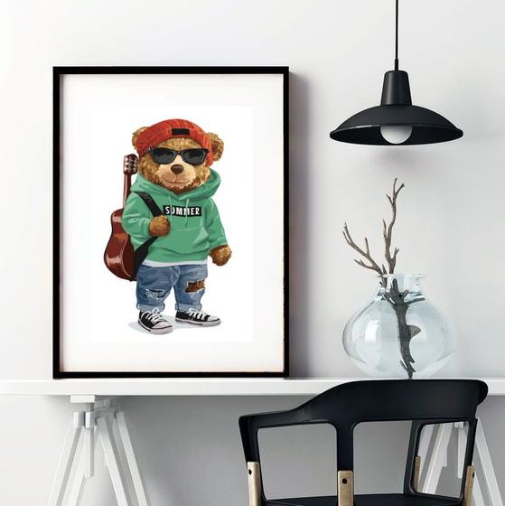 Imagem de Quadro Urso Moda Fashion - 60x48cm