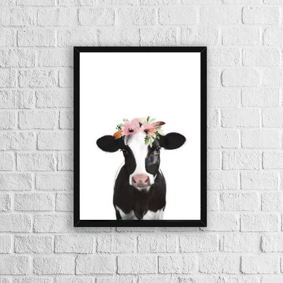 Imagem de Quadro Vaca Flores 24x18cm