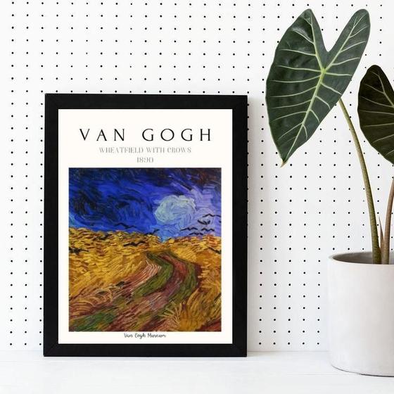 Imagem de Quadro Van Gogh Wheatfield with Crows 45x34cm - Com Vidro