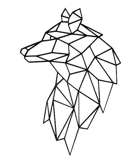Imagem de Quadro Vazado Animais Geométricos Lobo 30cm Pintado