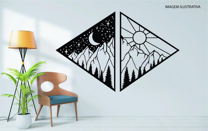 Imagem de Quadro Vazado Sol e Lua 41x62cm Mandala Mdf 3mm Decoração