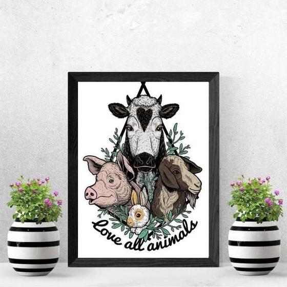 Imagem de Quadro Vegetariano Love All Animals 24X18Cm