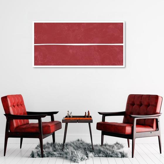 Imagem de Quadro Vermelho Linha Minimalista 86x43 Caixa Branco Moldura Caixa, Branca