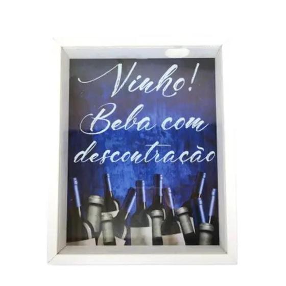 Imagem de Quadro vidro porta rolha vinho frase decorativa mdf beba rustico 