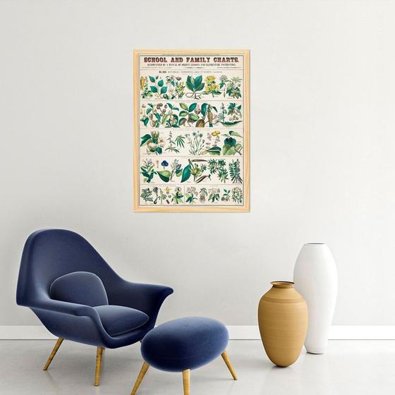 Imagem de Quadro Vintage Botânica Flores e Plantas 60x43 Caixa Marfim Moldura Caixa, Marfim