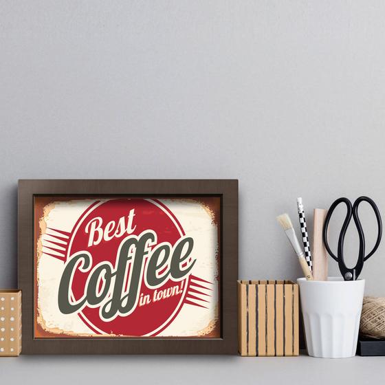 Imagem de Quadro Vintage Café Best Coffee 33x43cm Moldura Marrom