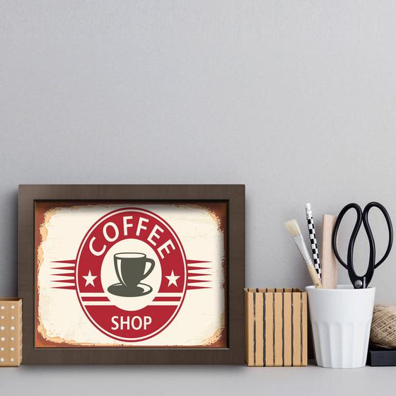 Imagem de Quadro Vintage Café Coffee Shop 22x32cm Moldura Marrom