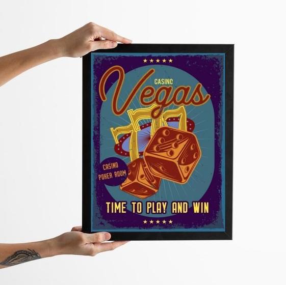 Imagem de Quadro Vintage Cassino Vegas 33X24Cm - Com Vidro