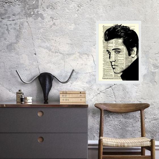 Imagem de Quadro Vintage Elvis Presley 24x18cm - com vidro