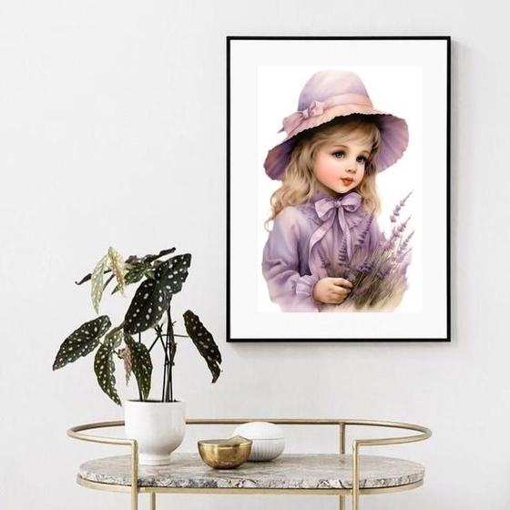 Imagem de Quadro Vintage Lavanda Menina - 60X48Cm