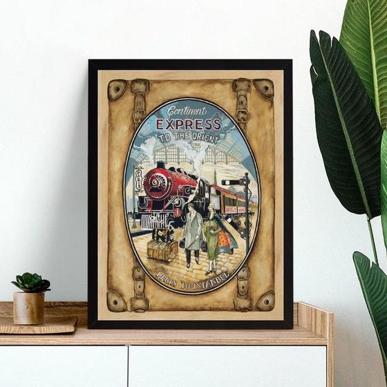 Imagem de Quadro Vintage Poster Trem - Maria Fumaça 45x34cm - com vidro