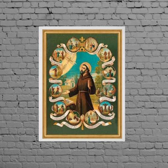 Imagem de Quadro Vintage São Francisco De Assis 24X18Cm Moldura Branca