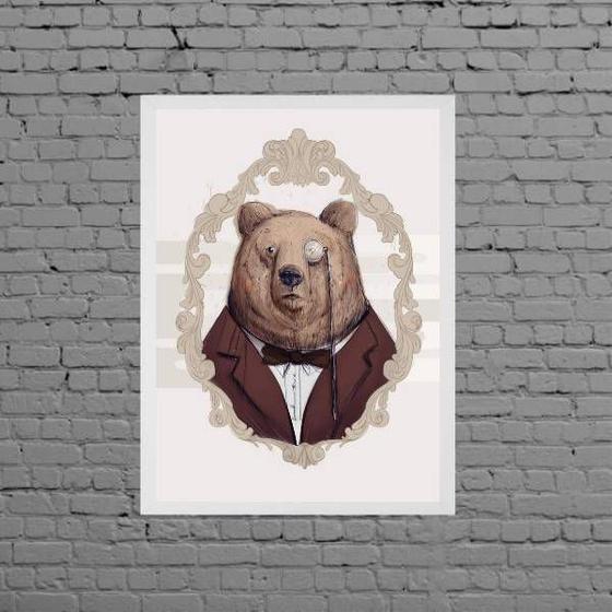 Imagem de Quadro Vintage Senhor Urso 24x18cm