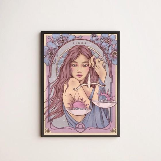 Imagem de Quadro Vintage Signo Libra 24x18cm - com vidro