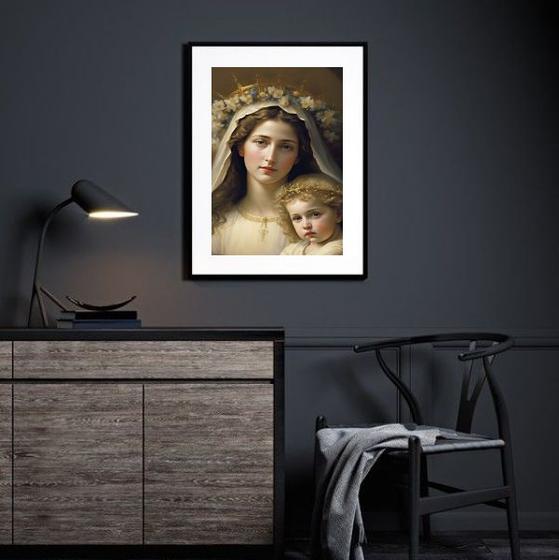 Imagem de Quadro Virgem Maria Com Menino Jesus - 60x48cm