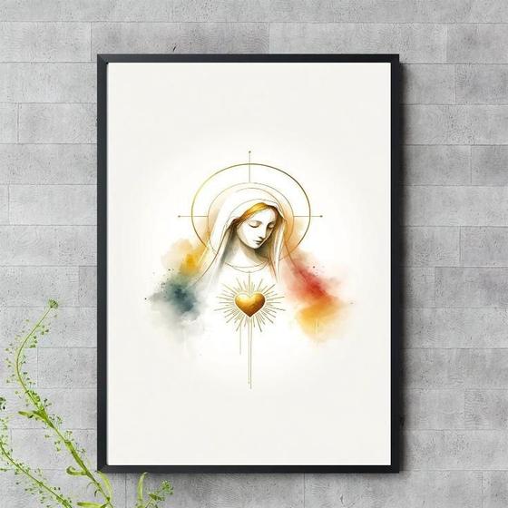 Imagem de Quadro Virgem Maria Minimalista 33X24Cm - Com Vidro