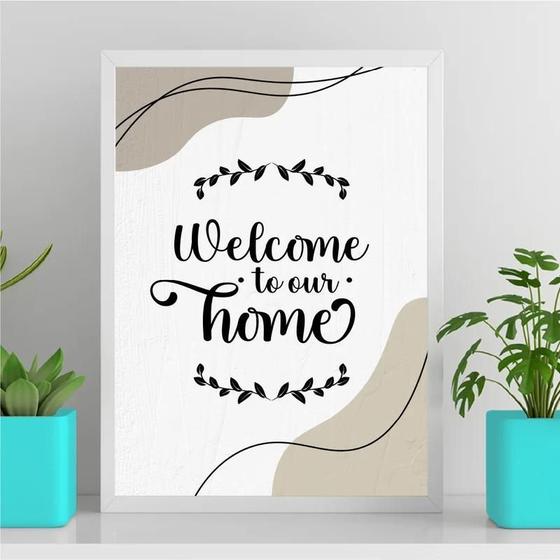 Imagem de Quadro Welcome To Our Home 33X24Cm - Com Vidro Branca