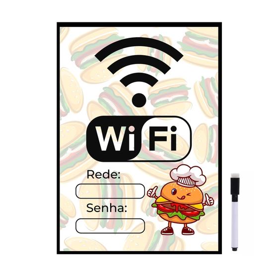 Imagem de Quadro Wifi Internet Hamburgueria Lanchonete Lanche 20x28cm