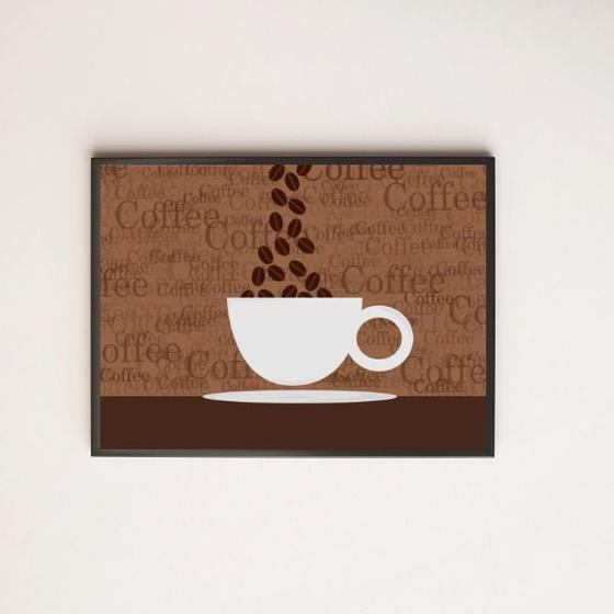 Imagem de Quadro Xícara de Café Com Grãos 45x34cm - com vidro