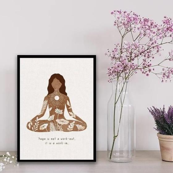 Imagem de Quadro Yoga Is Not A Work Out 33X24Cm Vidro Preta