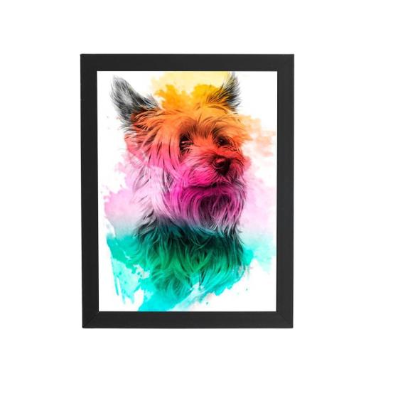 Imagem de Quadro Yorkshire Terrier Cachorro Aquarela Moldura 30X40Cm