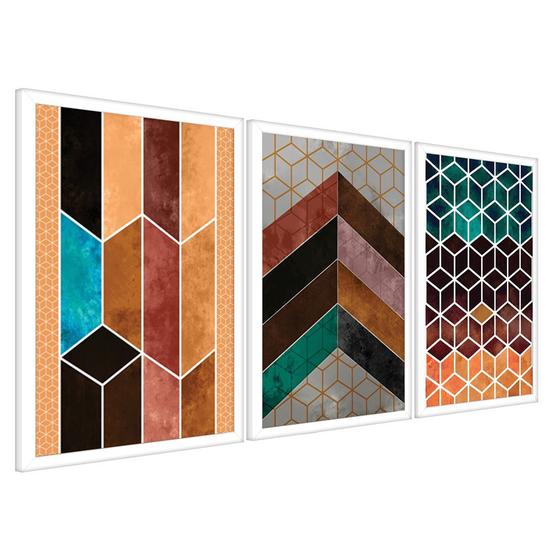 Imagem de Quadros Chevron Com Moldura Premium 40x60 Kit 3 Peças