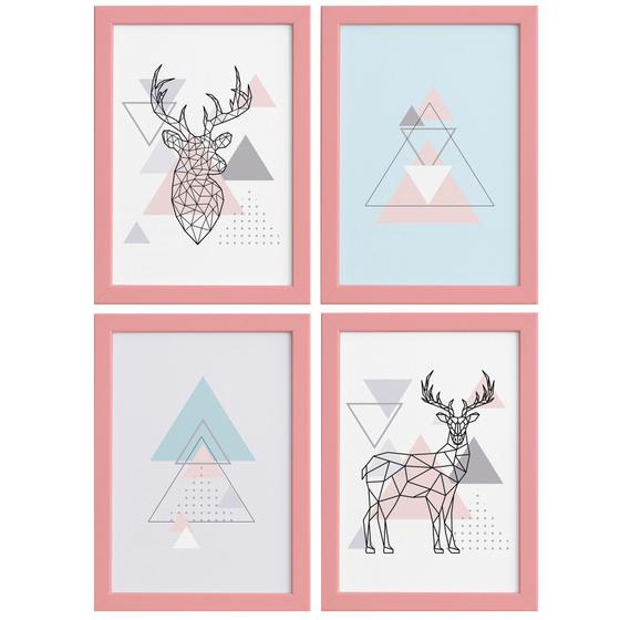 Imagem de Quadros Decoração Minimalista Alce Moldura Rosa 22x32cm