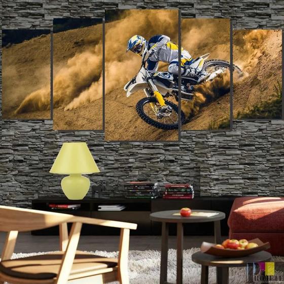 Imagem de Quadros Decorativo 128x60 Motocross Velocidade Lindo N3