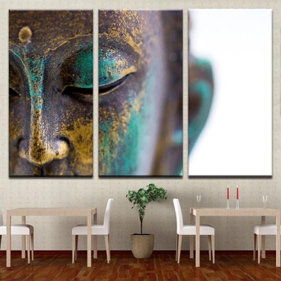 Imagem de Quadros Decorativos 3 Peças Estátua De Buda Yoga