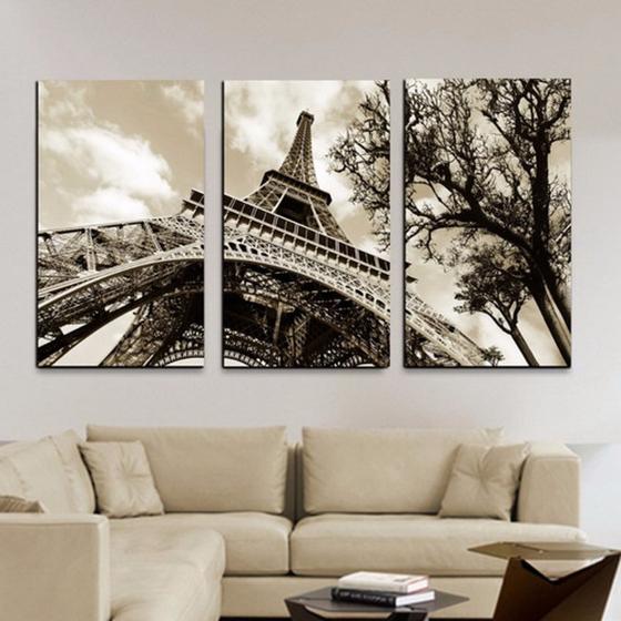 Imagem de Quadros Decorativos 3 Peças Paris Torre Eiffel