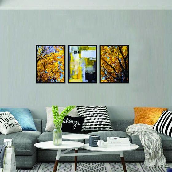 Imagem de Quadros Decorativos 32 X 42 Abstrato Kit Com 3