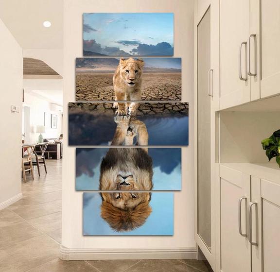 Imagem de quadros decorativos 4 k espelho leão"