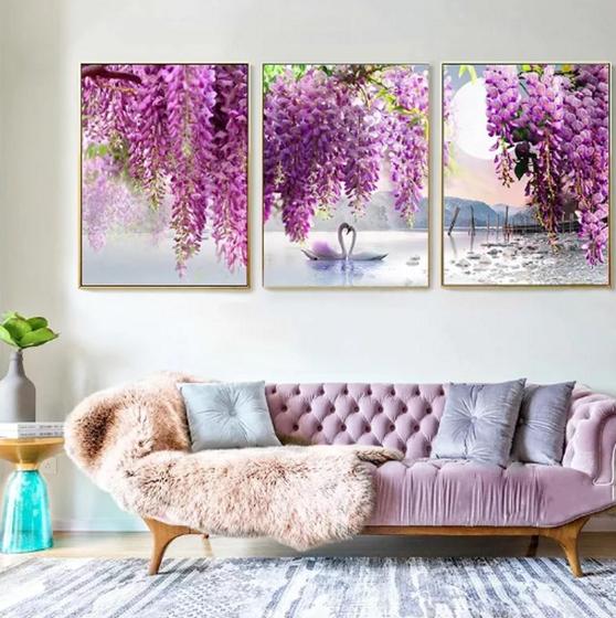 Imagem de quadros decorativos 4 k Folhas Roxas Cisneis"